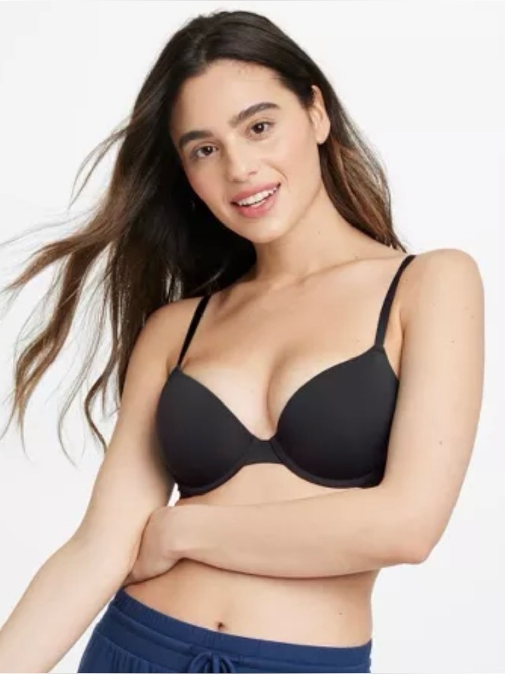 Auden Women's Bra 36A Demi Coverage Bra Black Lightly Lined Comfort Wire